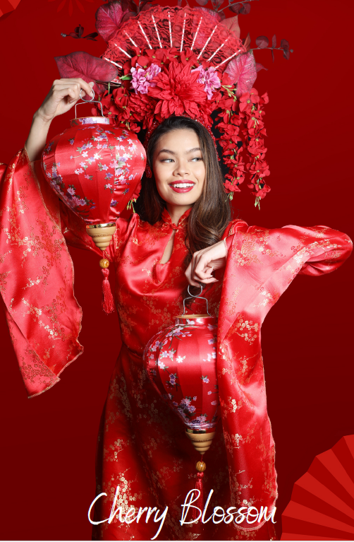 Cherry Blossom Noodle & Lantern Lady - Chinese New Year - Human Statue Bodyart