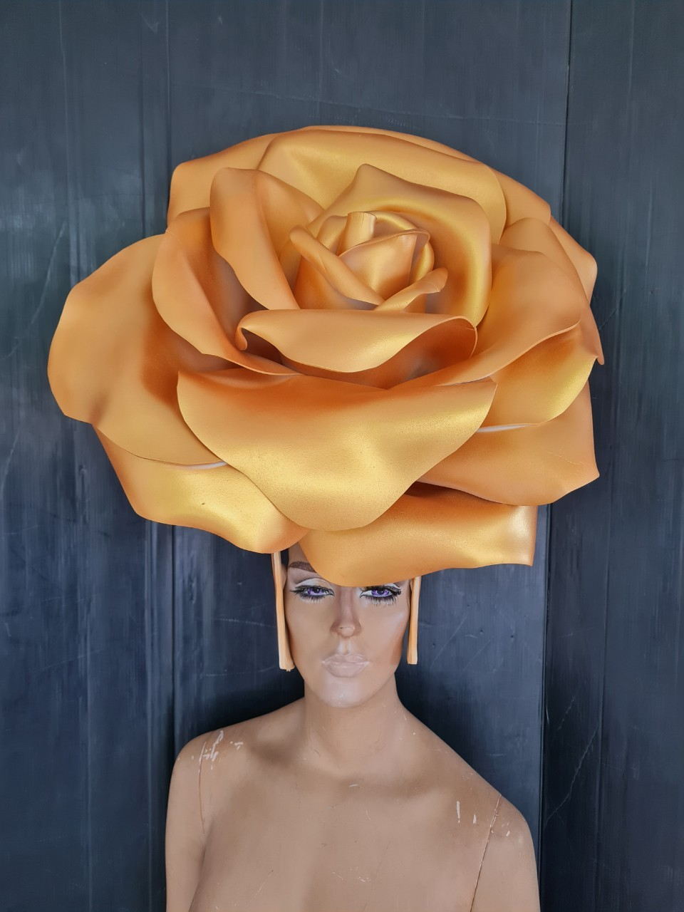 Gold Rose Headdress - Human Statue Bodyart