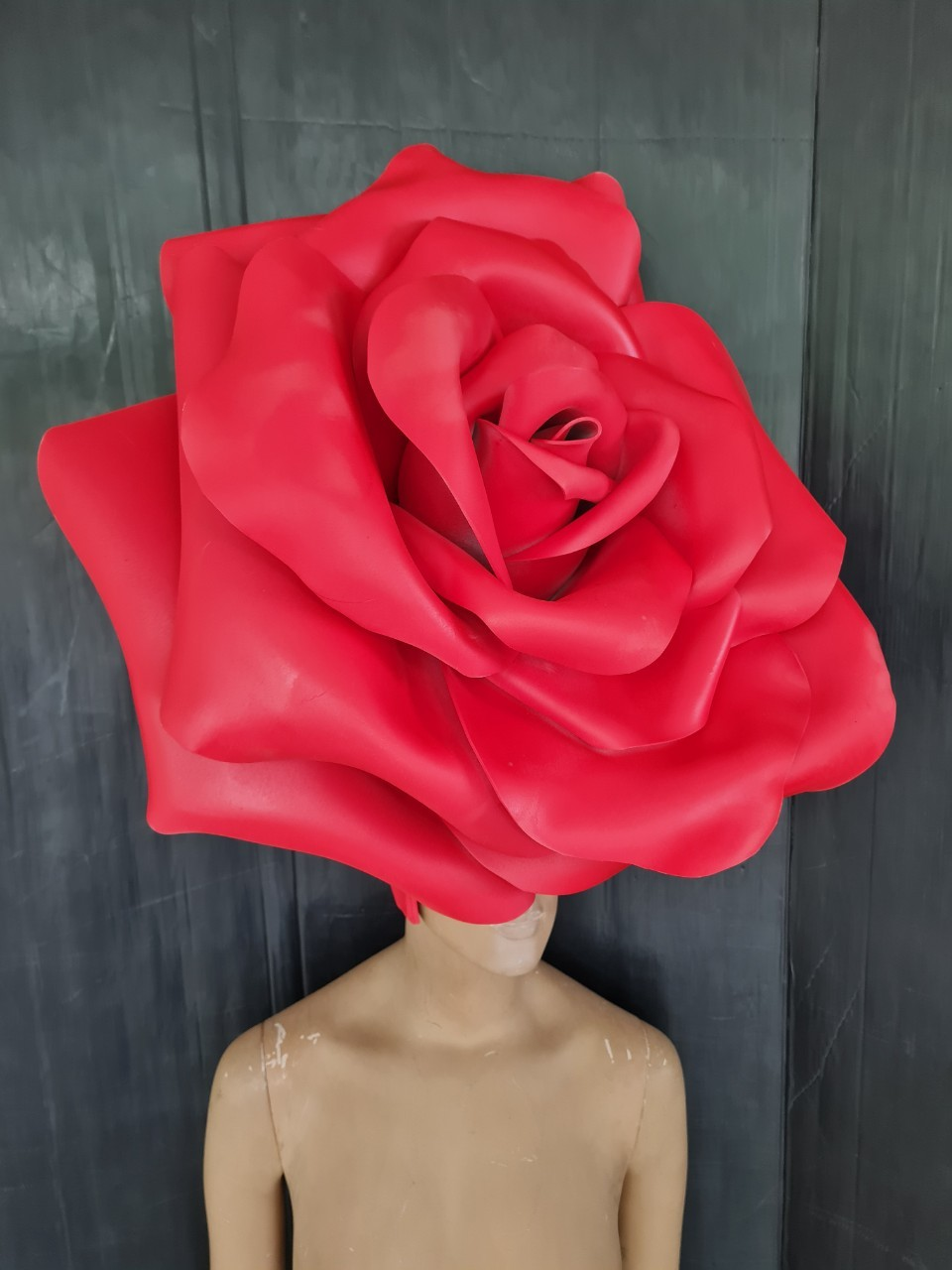 Red Rose Headdress - Human Statue Bodyart