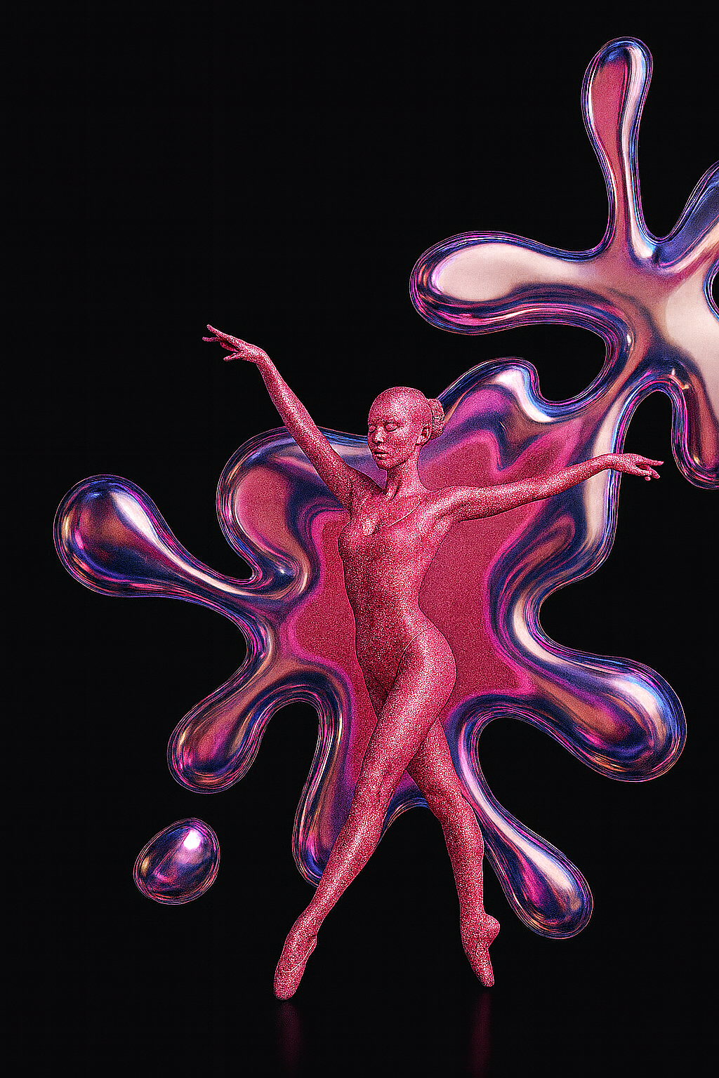 Ballerina Camouflage Bodypainting - Human Statue Bodyart