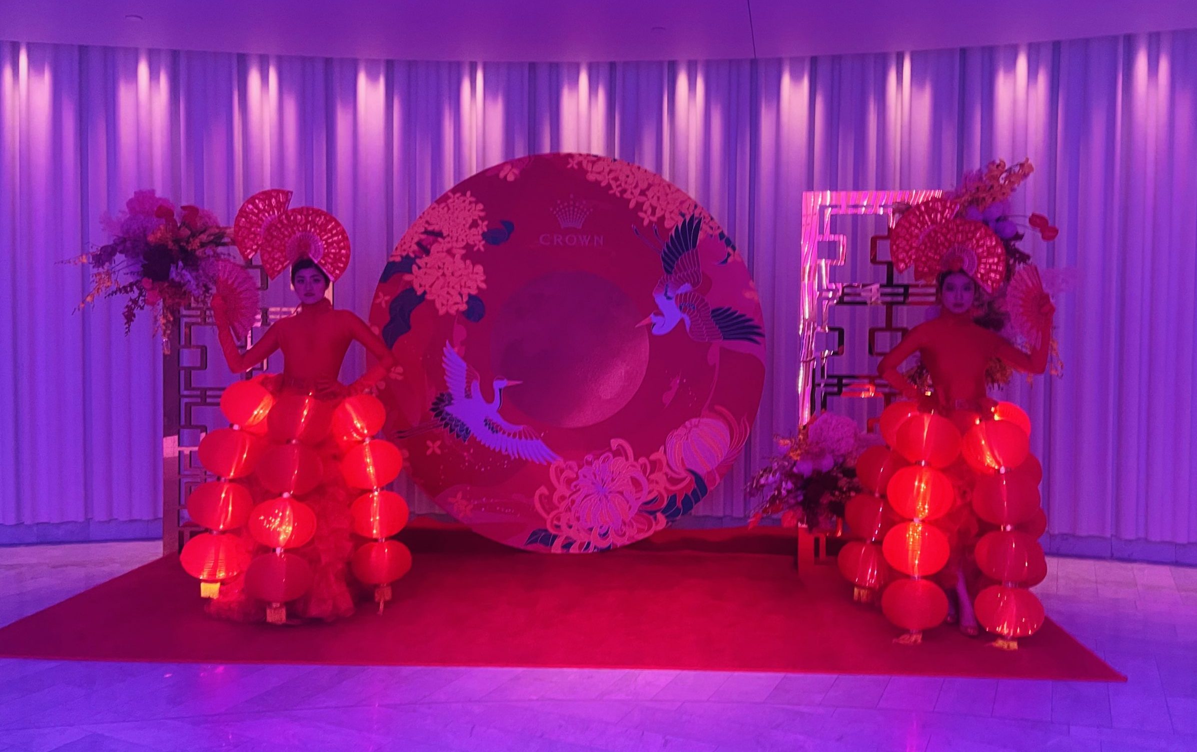 Crown Casino Mid Autumn Activation Lantern Ladies Human Statue Bodyart