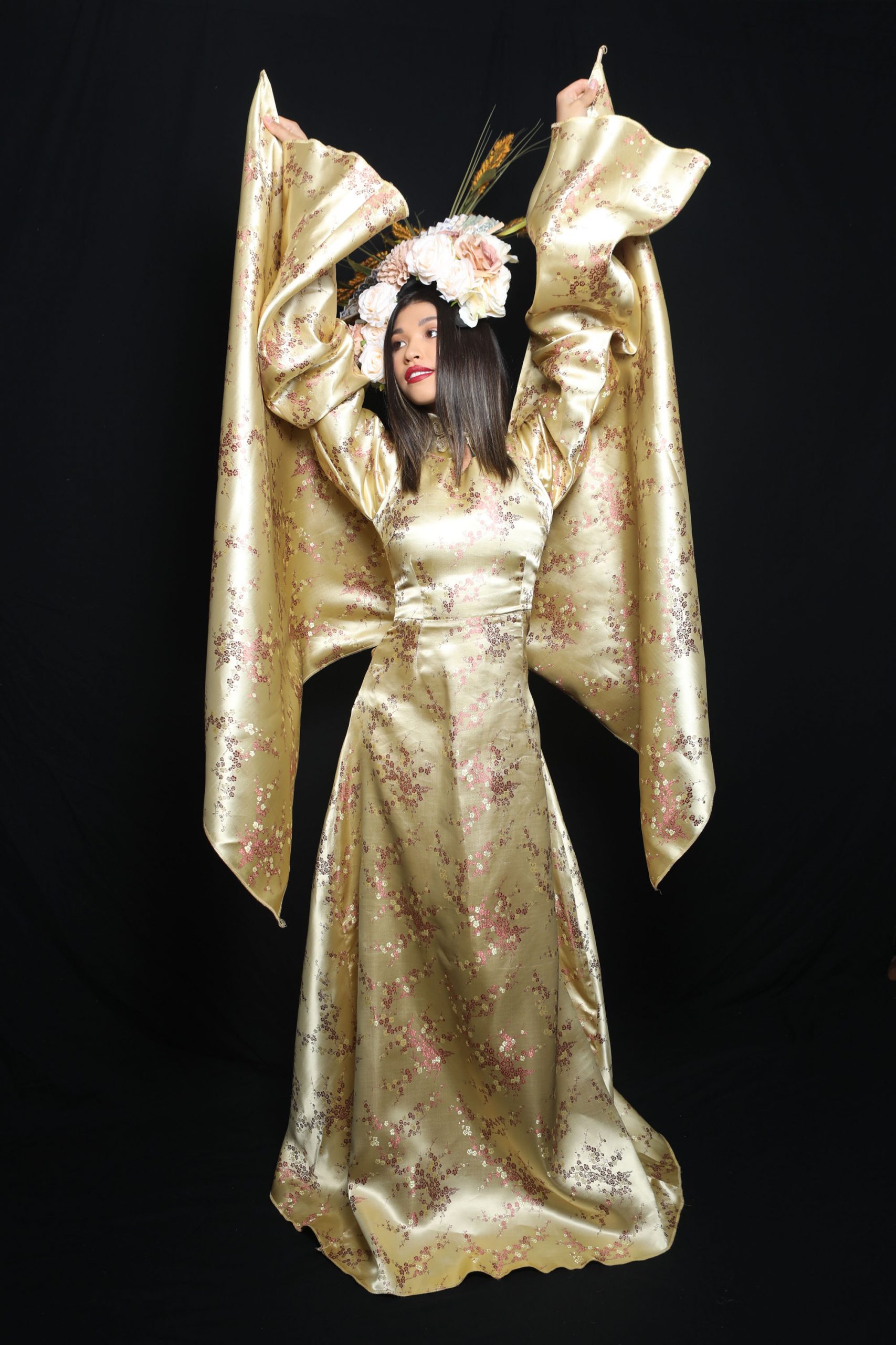 Gold Cherry Blossom Princess - Human Statue Bodyart
