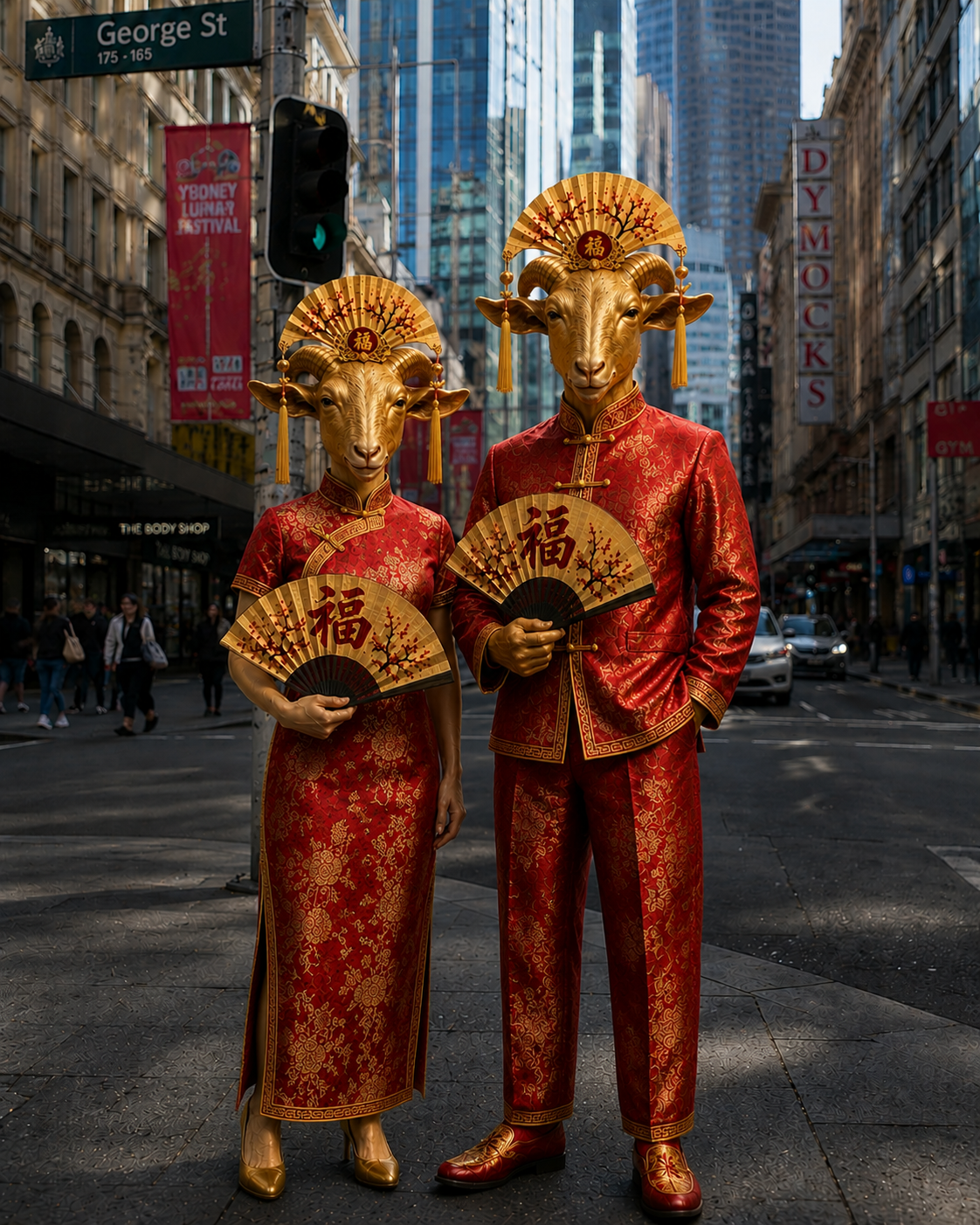 Year of the Goat 2026 - Human Statue Bodyart